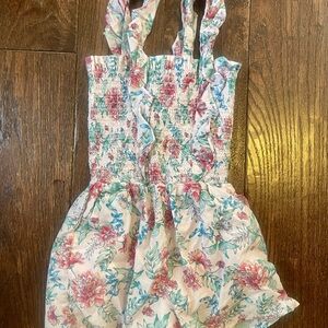 EUC Floral Smocked Romper with Ruffle Straps